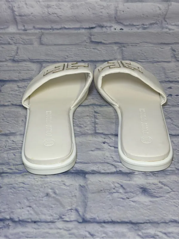 TORY BURCH Double T Sport Leather Slide Sandal Perfect White Size 9.5 (40) - Image 6