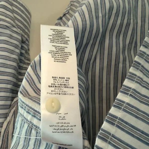 Current/Elliott Rosie Blue Striped Hi-Lo Button-Down Shirt Bib Detail Size 1 Sm - Image 8