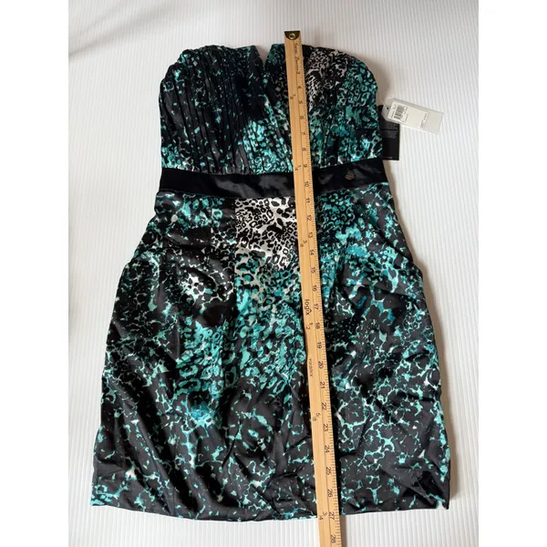 Guess Strapless Dress Party Cocktail A-Line Animal Print Green‎ Multi 6 - Image 2