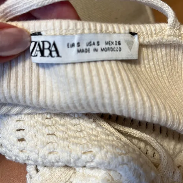 Zara Cream Crochet Knit Crop Cami Top Sz S - Image 4