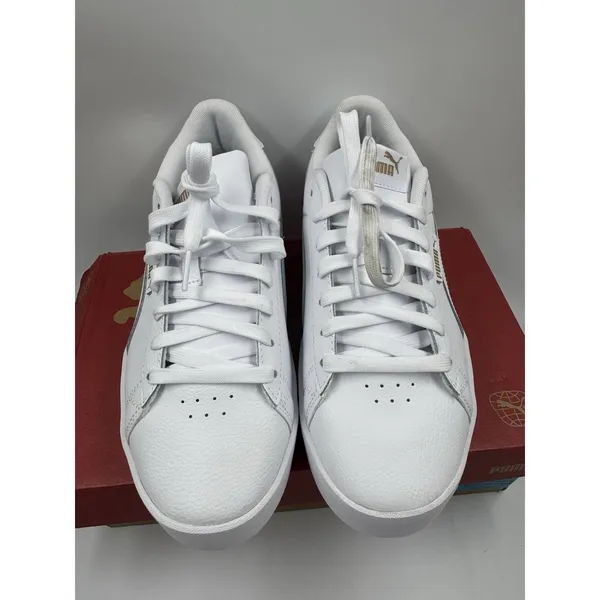 PUMA Court Sneaker, White, Women's Casual Low Top Leather Shoes Size 10 - Image 3