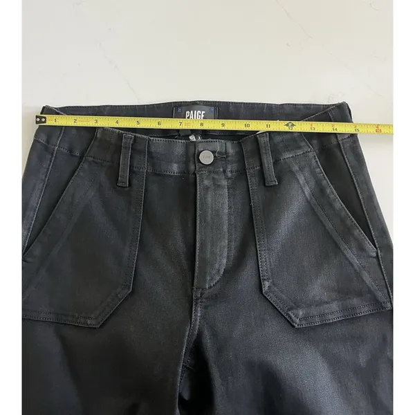 Paige Mayslie Coated Jogger Pants Black Slim Fit Ankle Zip High Rise Size 27 - Image 7