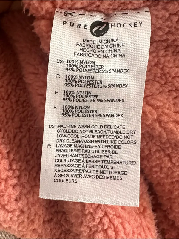 Pure Hockey Cream Quilted Pullover Jacket with Coral Sherpa Interior Women’s Med - Image 12