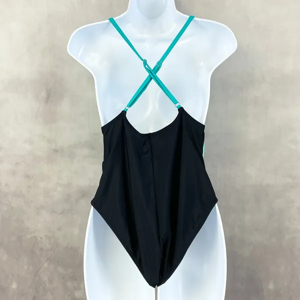 SO One Piece Swimsuit Womens Medium Colorblock‎ Stretch Sporty Minimal Beach - Image 3