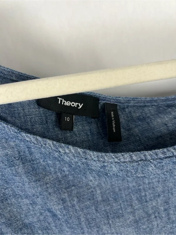 Theory Ulrika B Chambray Denim One Shoulder Dress Blue Size 10 - Image 3