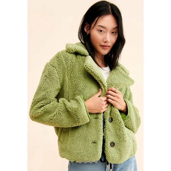 Free People Joplin Cozy Jacket in Greyed Olive size M - Image 2