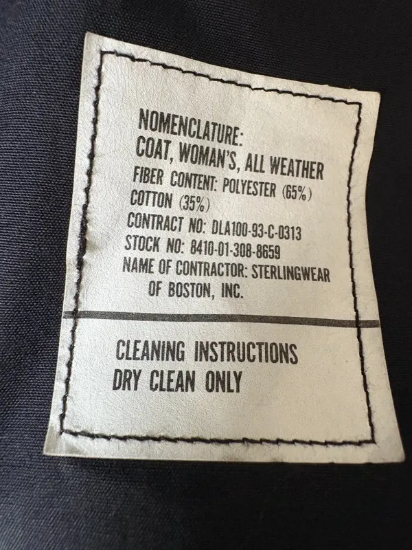 Vtg Sterlingwear of Boston military-spec black all-weather trench coat womens 12 - Image 2