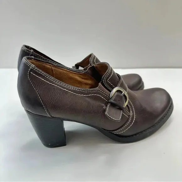 Natural Soul by Naturalizer CARLO Heeled‎ Loafer 8.5M Brown Slip On Academia - Image 3