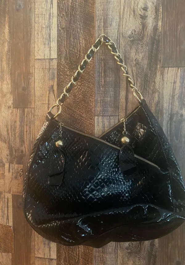 Gianni Bini |Blue Snake Skin Embossed Shoulder Bag - Image 12