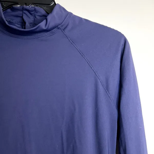 Athleta Blue Fitted Long Sleeve Back zip Top size L - Image 2