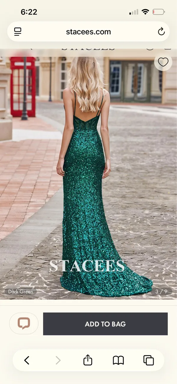 Prom Dress Stacees Green Size 2 - Image 2