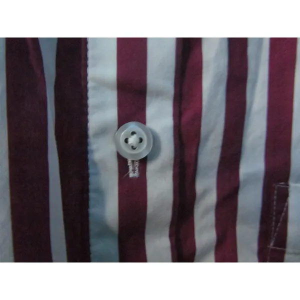 Talbots Button Down Shirt S Burgundy White Striped‎ Cotton Long Sleeve Classic - Image 7