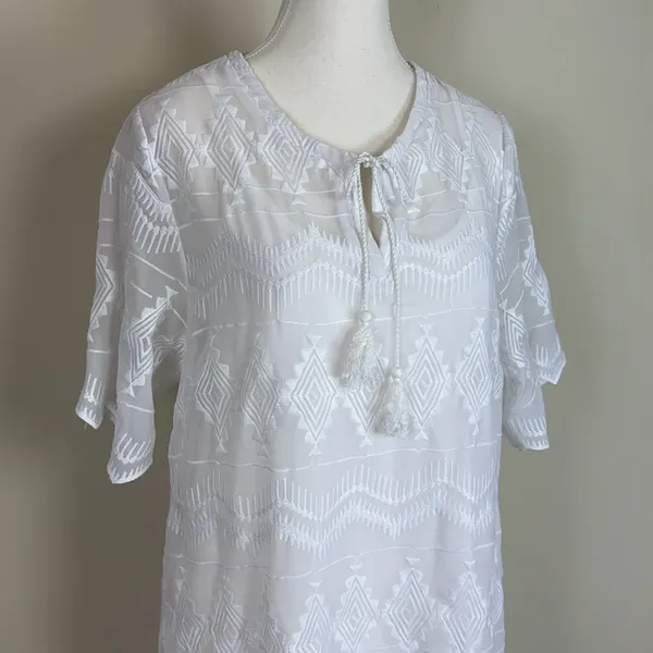 ARIAT Western Embroidered Double‎ Layer Undress White Size Medium - Image 3