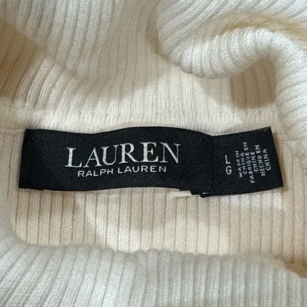 Lauren Ralph Lauren Black Label Cream Ribbed Turtleneck Women’s Large - Image 3