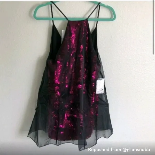 Free People NWT  Purple Sequin Mesh Mini - Image 4