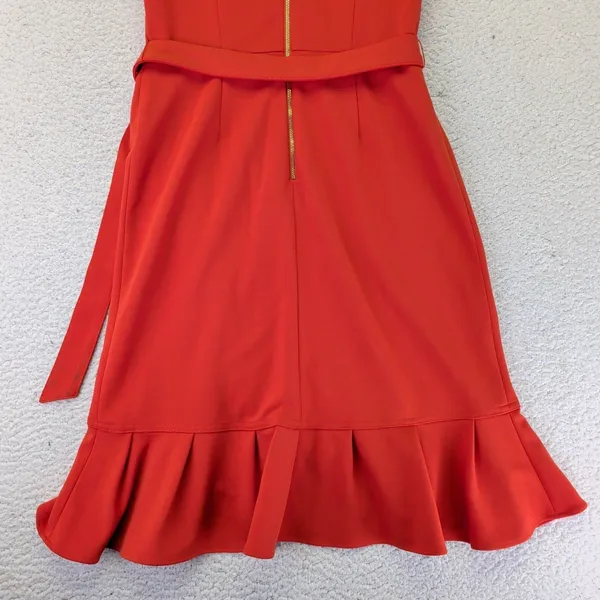 Calvin Klein Womens Clay Orange Ruffle Faux Wrap Sheath Dress‎ CD2C12U7 Size 8 - Image 10