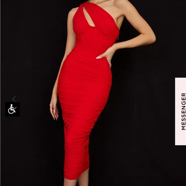 House of CB Valentina Scarlet Asymmetrical Cutout Mini Dress - Image 2