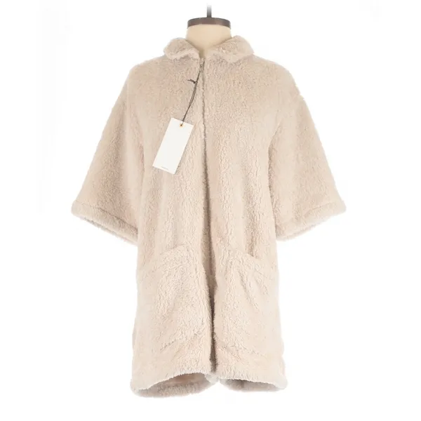 Rivet Utility Light Beige Stunner Teddy Sherpa Romper Small Cozy Loungewear - Image 2