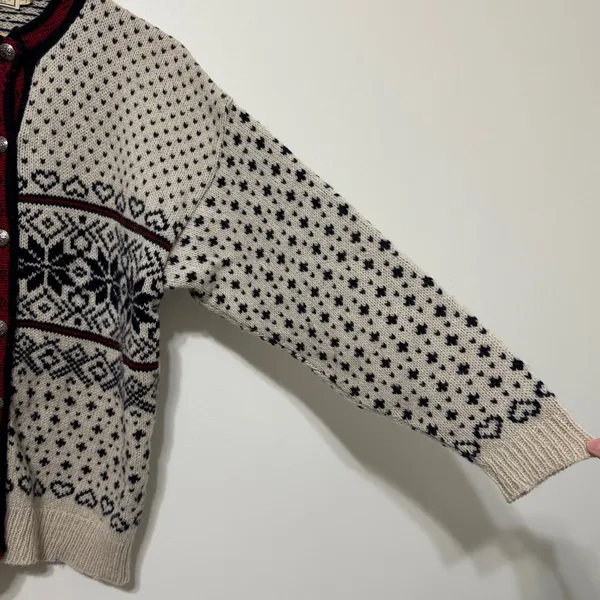 Vintage L.L. Bean Fair Isle Nordic Cardigan Sweater Wool Sie XL Women’s Winter - Image 6