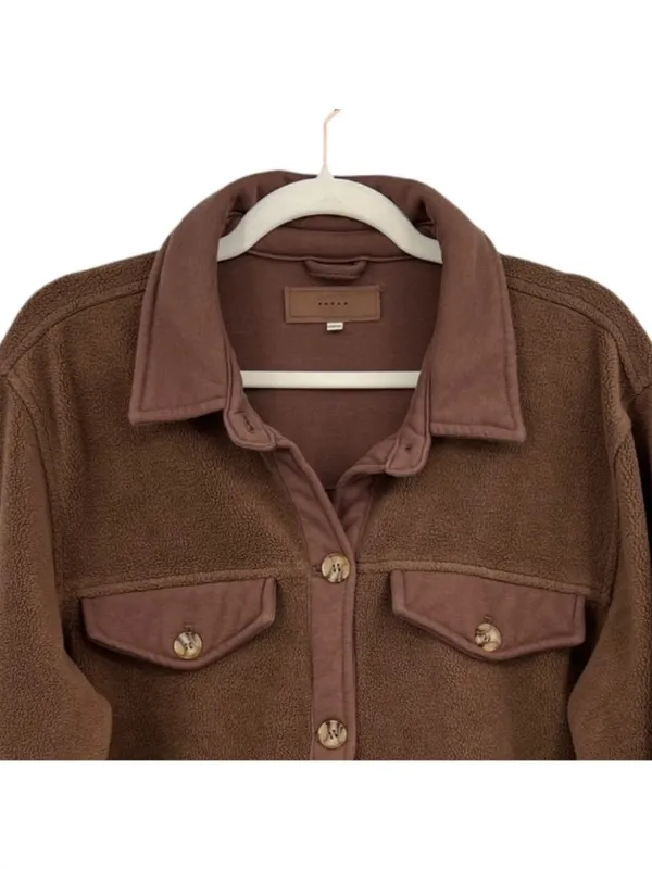 Blanknyc Brown Sherpa Shacket Jacket Size XL Utilitarian Cabincore Minimalist - Image 4