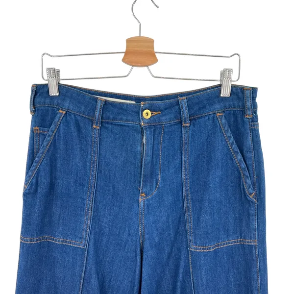 Anthropologie Pilcro High-Rise Cropped Wide-Leg Jeans Snap Hem Size‎ 29 - Image 4