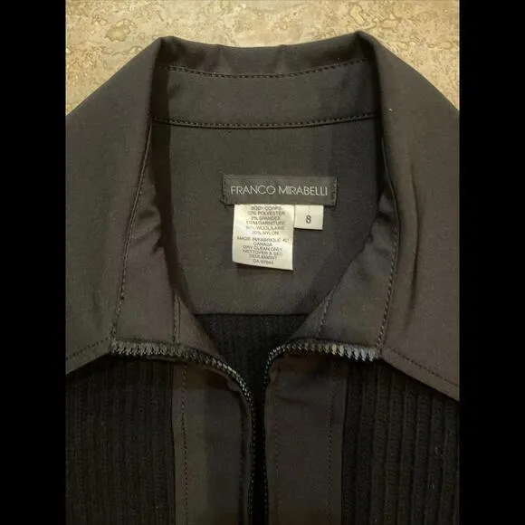 Franco Mirabelli Jacket 8 Women Black Nylon‎ Wool Blend Stretch Made In Canada - Image 4