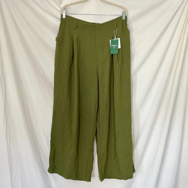 NWT Halara High Waisted Wide Leg Flowy Solid Palazzo Casual Linen-Feel Pants XL - Image 4