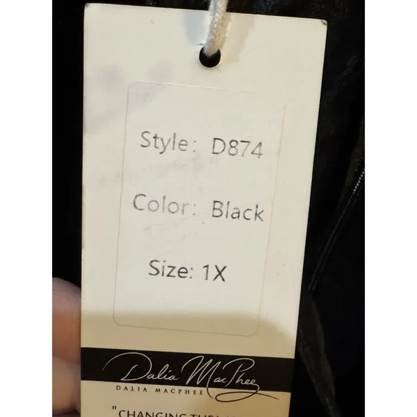 Dalia MacPhee Black Velvet Dress Size 1X Surplice Sheer Celestial Whimsy goth - Image 8