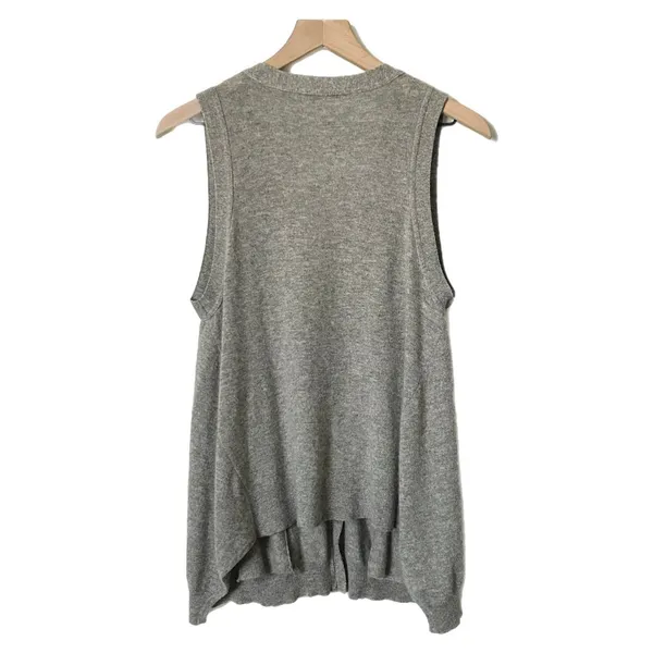 Autumn Cashmere Gray 100% Pure Cashmere Button Front V-Neck Sweater Vest Medium - Image 3