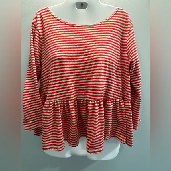 We the Free red striped Replum cropped shirt size Medium - Image 3