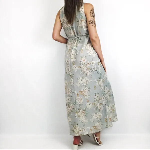 Vintage 90’s Sleeveless Botanical Maxi Dress | Size M - Image 7