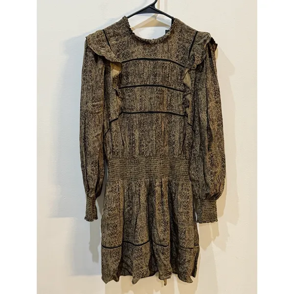 Rails Dress Womens Medium‎ Faren Sepia Python Mini Dress Smocked - Image 4