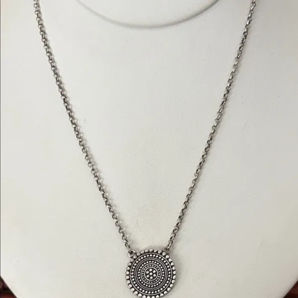 Lucky Brand Medallion Silver Necklace 17”-18.5” - Image 4