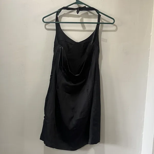 ZARA Women's Black Halter Tie Neck Mini Dress Medium LBD NEW‎ SHORT POLYESTER - Image 5
