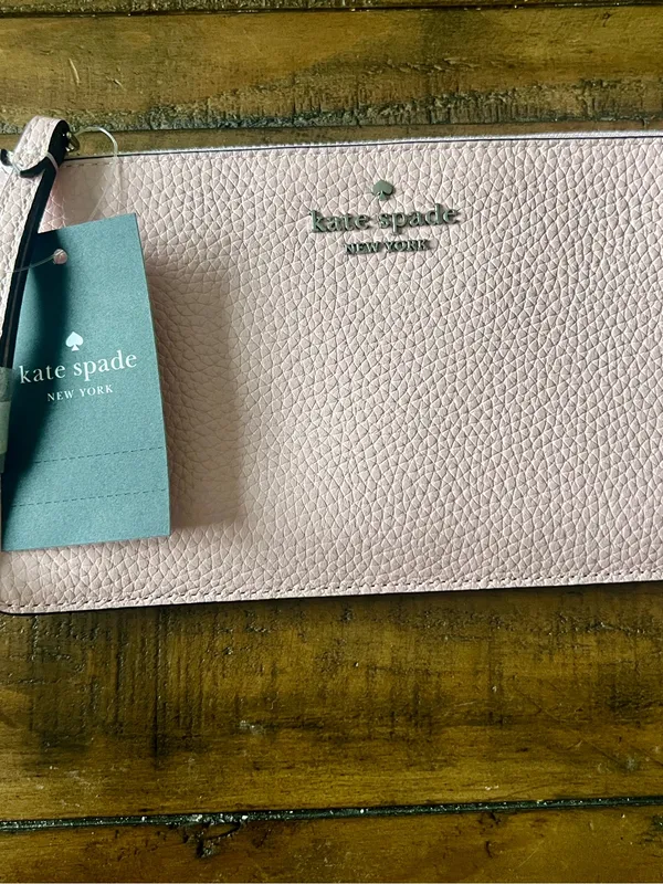 Brand New, Kate Spade Pebbled Leather Medium Wristlet & Spot the Spade Bracelet - Image 2
