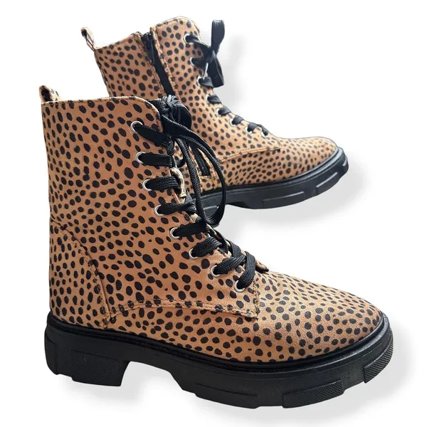 Olivia Miller Womens Normie Combat Boots Animal Print 8 Chunky Lug Sole Edgy - Image 2