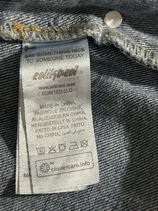 Edikted Dark blue Denim Cutoff Skort With Pink Tag - Image 9