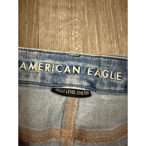 American Eagle Women's 14 Curvy Hi Rise Shortie Denim Shorts Distressed - Image 3