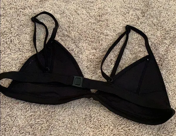 Triangle mesh bikini pink black bikini top - Image 2