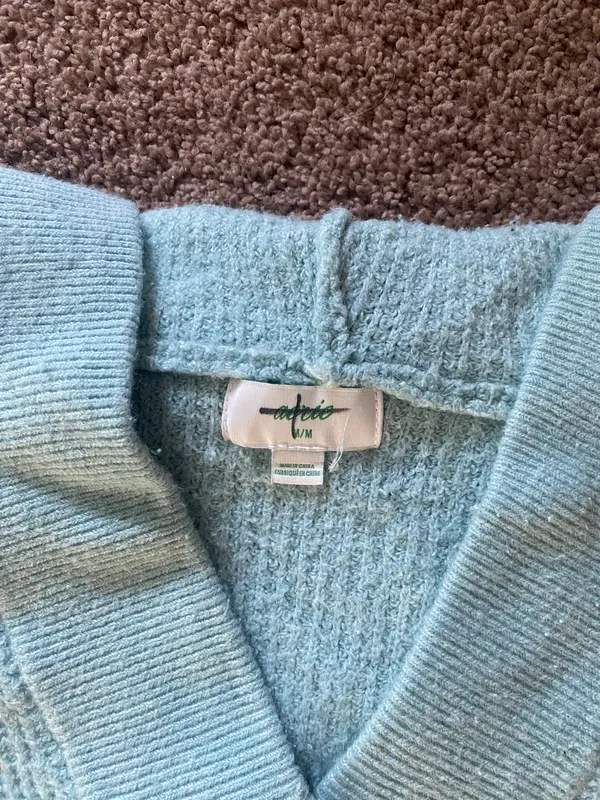 Aerie Blue V-neck Waffle Knit Sweater - Image 4