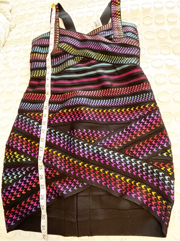 Bella Barnett Rainbow Bandage Dress Bodycon Club Party size Large NWT - Image 8