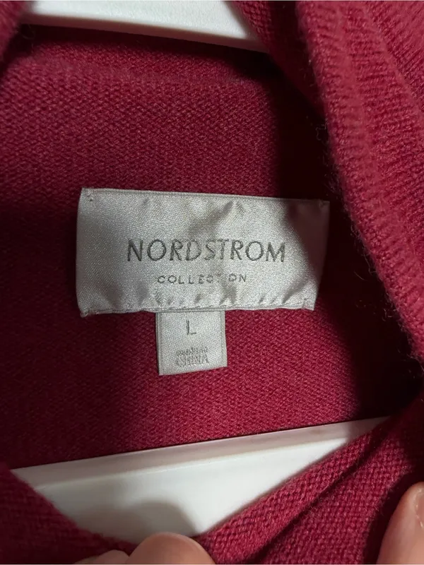 Nordstrom 100% Cashmere Mock Neck Sweater Red Burgundy - Image 7
