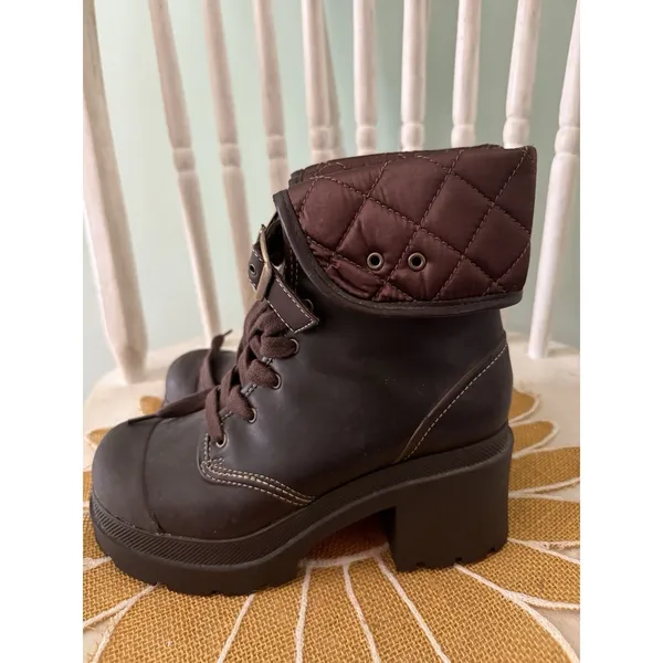 90's Chunky L.E.I‎ Platform Combat Grunge Boots- 6 NEW vintage Brown - Image 3