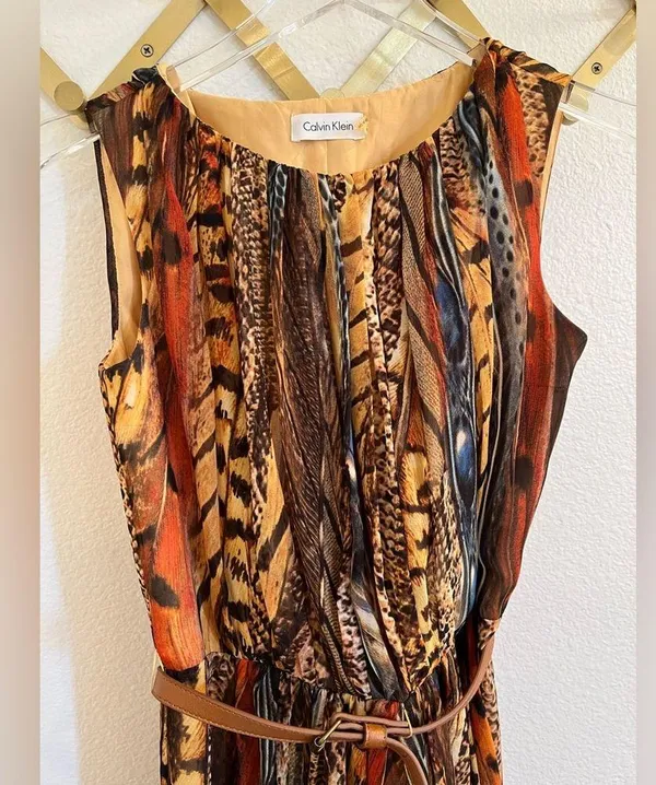 Calvin Klein Mixed Animal Print Belted Dress 2P - Image 6