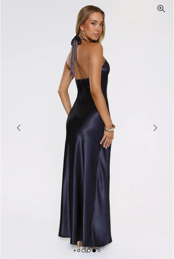Hello Molly Navy Cutout Satin Dress - Image 2