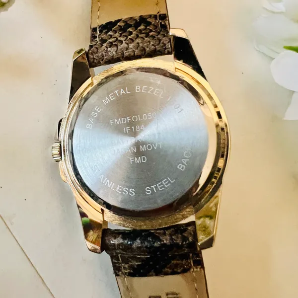 Gold & Snake Print Diamond Watch - Image 10