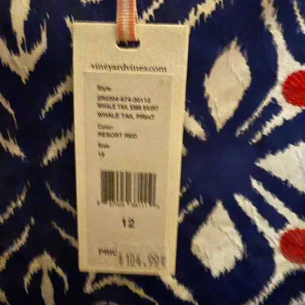 Vineyard Vines blue and red patterned skirt preppy patriotic resort New size 12 - Image 7