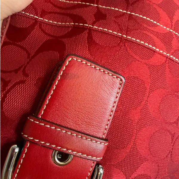 y2k Coach Vintage Soho Red Jacquard Shoulder Bag Crossbody - Image 5