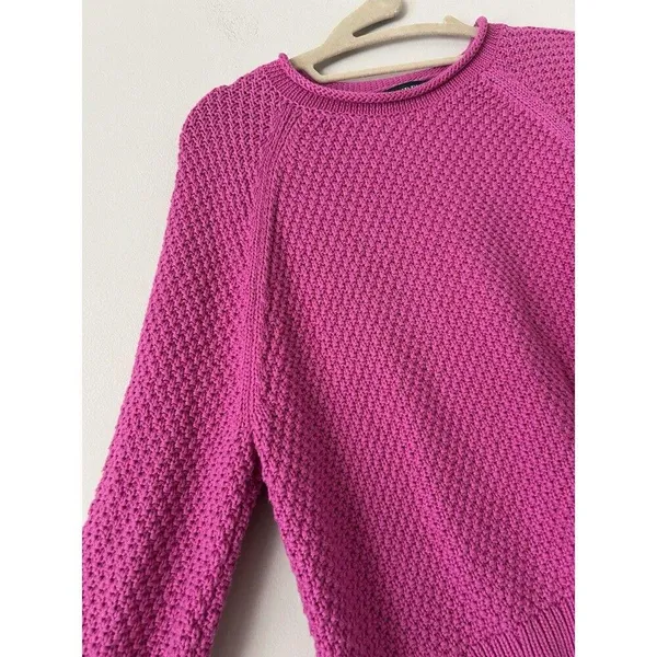 Lauren Ralph Lauren Pink Cotton Waffle Knit Sweater Size Medium Preppy Chic - Image 10