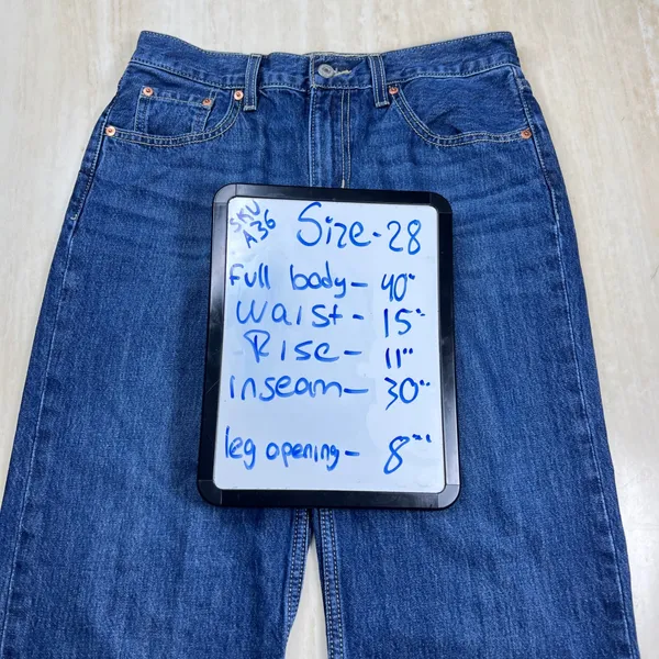 Levis Low Pro Straight Jeans Womens 28 Medium Wash Blue Denim A36 - Image 7